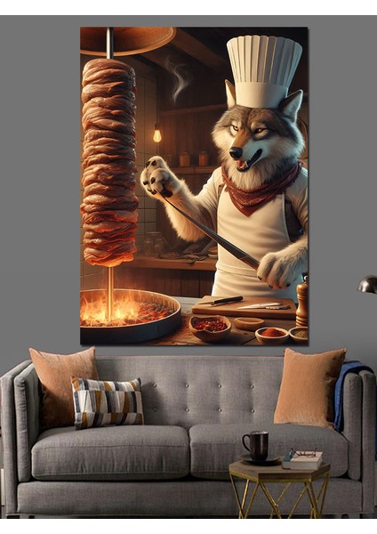 Döner Şefi Kurt Dekoratif Kanvas - Mdf Ahşap Tablo