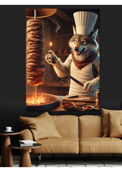 Döner Şefi Kurt Dekoratif Kanvas - Mdf Ahşap Tablo modelleri