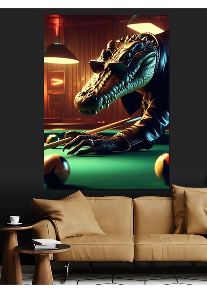 Bilardo Timsahı Dekoratif Kanvas - Mdf Ahşap Tablo modelleri