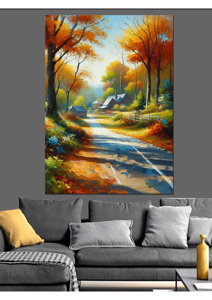 Sonbahar Yolu Dekoratif Kanvas - Mdf Ahşap Tablo modelleri