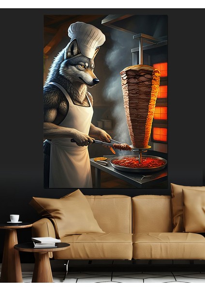 Döner Ustası Kurt Dekoratif Kanvas - Mdf Ahşap Tablo modelleri