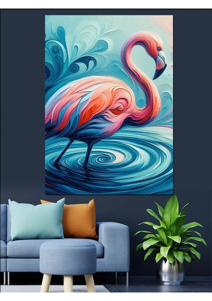 Pembe Flamingo Dekoratif Kanvas - Mdf Ahşap Tablo fiyatları