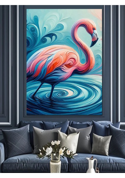 Pembe Flamingo Dekoratif Kanvas - Mdf Ahşap Tablo fırsatları