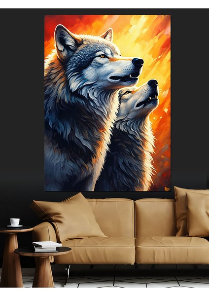 Ay Işığında Kurtlar Dekoratif Kanvas - Mdf Ahşap Tablo fiyatları
