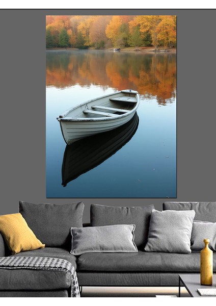 Gölde Küçük Kayık Dekoratif Kanvas - Mdf Ahşap Tablo fiyatları