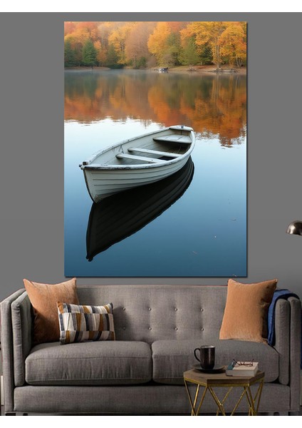 Gölde Küçük Kayık Dekoratif Kanvas - Mdf Ahşap Tablo modelleri