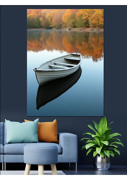 Gölde Küçük Kayık Dekoratif Kanvas - Mdf Ahşap Tablo fırsatları