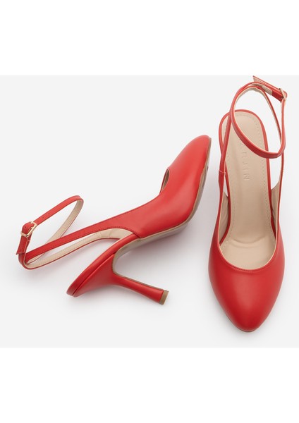 Kadın Stiletto Oval Burun Bilekten Bağlamalı Topuklu Ayakkabı Tirada
