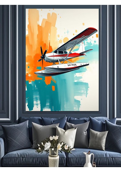 Kırmızı Deniz Uçağı Dekoratif Kanvas - Mdf Ahşap Tablo modelleri