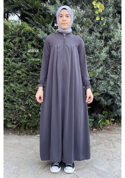Çocuk Pileli Ferace Füme