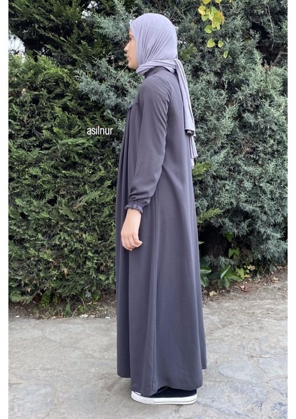 Çocuk Pileli Ferace Füme