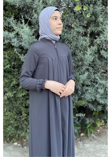 Çocuk Pileli Ferace Füme