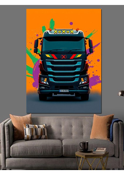 Renkli Tır Tasarımı Dekoratif Kanvas - Mdf Ahşap Tablo fiyatları