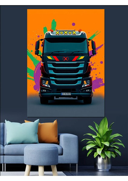 Renkli Tır Tasarımı Dekoratif Kanvas - Mdf Ahşap Tablo modelleri