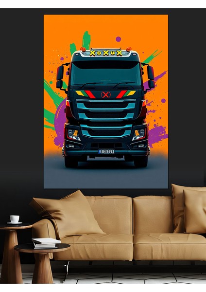 Renkli Tır Tasarımı Dekoratif Kanvas - Mdf Ahşap Tablo fırsatları