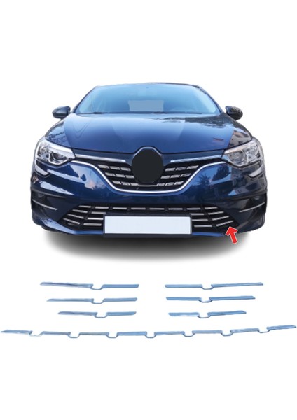 Renault Megane 4 Ön Tampon Alt Çıta - Krom (7 Parça) | 2021 ve Sonrası, HB/SD fiyatları
