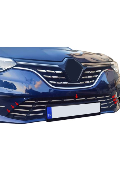 Renault Megane 4 Ön Tampon Alt Çıta - Krom (7 Parça) | 2021 ve Sonrası, HB/SD modelleri
