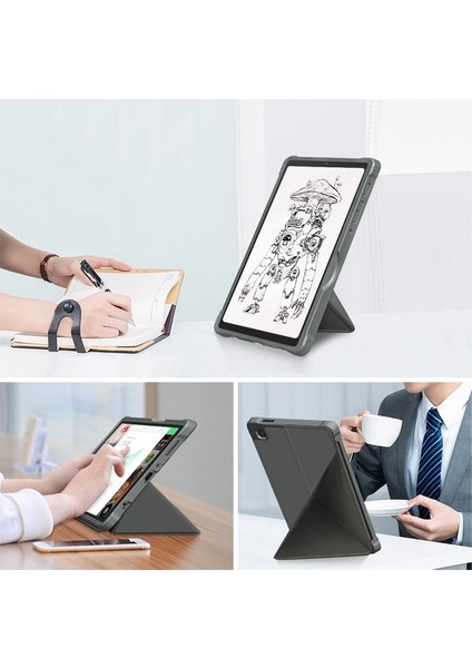 Kabartmalı Desen Pu Kılıf Samsung Galaxy Tab A7 Kahverengi Için (Yurt Dışından)