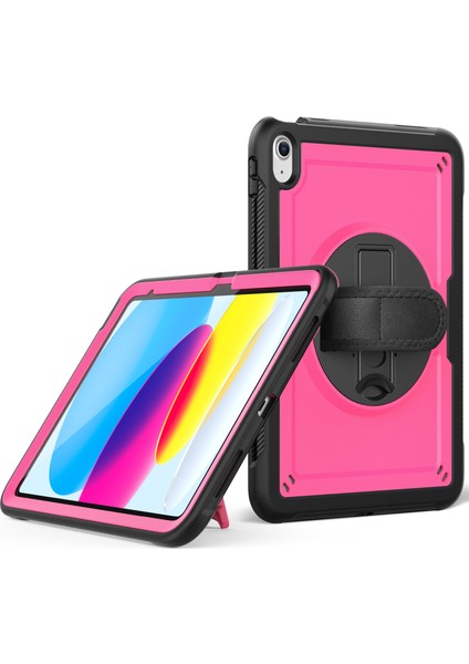 iPad (2025) / 10.9 (2022) Dönen Kickstand Pc + Tpe Darbeye Dayanıklı Tablet Kılıfı, El Askılı (Yurt Dışından)