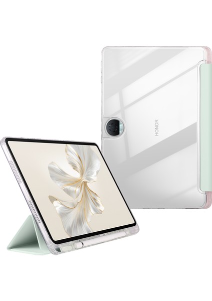 Honor Pad 9 Üç Katlı Stand Deri + Tpu + Akrilik Şeffaf Arka Tablet Kapağı (Yurt Dışından)