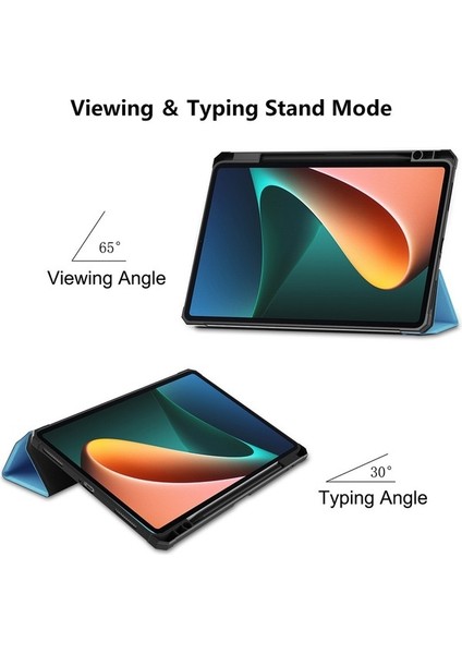Xiaomi Mi Pad 5/5 Pro Için Suni Deri Tablet Kılıfı -Açık Mavi (Yurt Dışından)