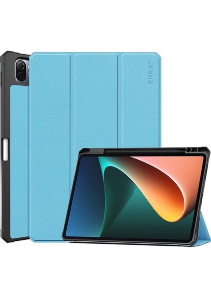 Xiaomi Mi Pad 5/5 Pro Için Suni Deri Tablet Kılıfı -Açık Mavi (Yurt Dışından)