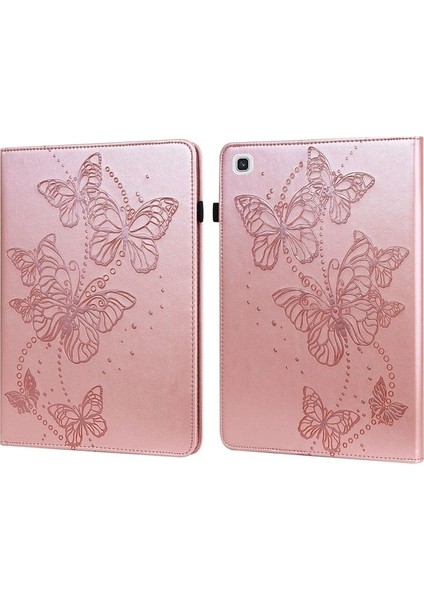 Samsung Galaxy Tab A7 10.4 T500/T505 Için Kabartmalı Kelebek Desenli Deri Kılıf--Pembe (Yurt Dışından) modelleri