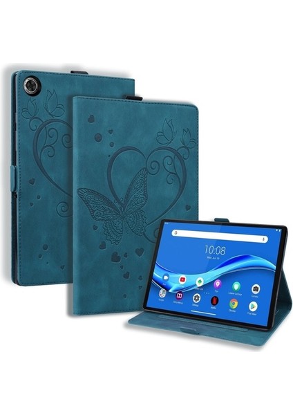 Lenovo Tab M10 Plus TB-X606F TB-X606X Için Standlı Kelebek Desenli Deri Kılıf-Yeşil (Yurt Dışından)