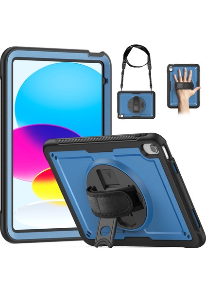 iPad (2025) / 10.9 (2022) Kickstand Pc + El Kayışı ve Omuz Askılı Tpe Tablet Kılıfı (Yurt Dışından)