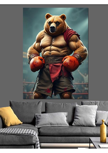 Boksör Ayı Dekoratif Kanvas - Mdf Ahşap Tablo modelleri