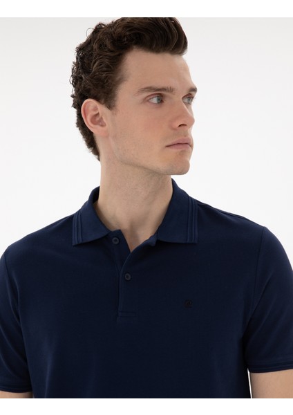 Erkek Lacivert Regular Fit %100 Pamuk Polo Yaka Basic Tişört 50306449-VR033 fiyatları