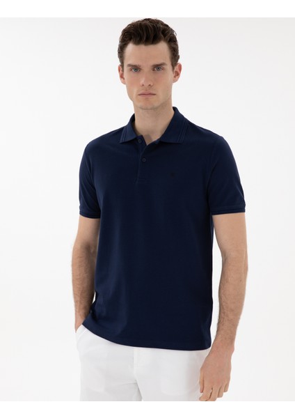 Erkek Lacivert Regular Fit %100 Pamuk Polo Yaka Basic Tişört 50306449-VR033 modelleri
