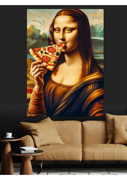 Pizza Mona Lisa Dekoratif Kanvas - Mdf Ahşap Tablo fiyatları