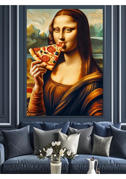 Pizza Mona Lisa Dekoratif Kanvas - Mdf Ahşap Tablo modelleri