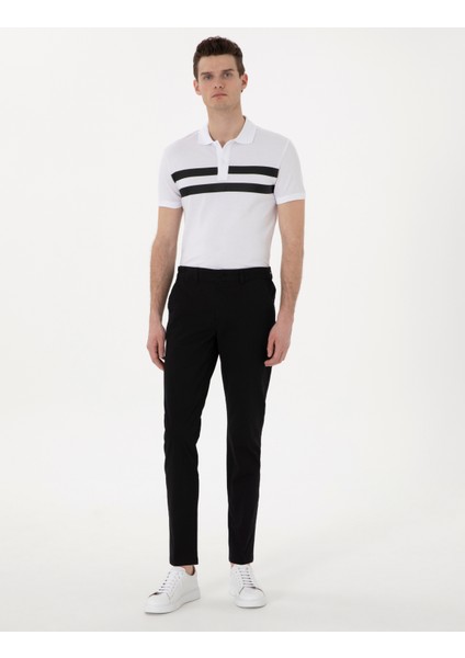 Erkek Siyah Slim Fit Beli Lastikli Kanvas Pantolon 50308111-VR046