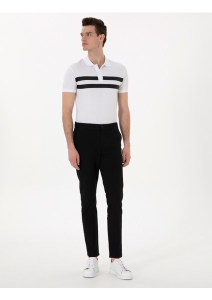 Erkek Siyah Slim Fit Beli Lastikli Kanvas Pantolon 50308111-VR046