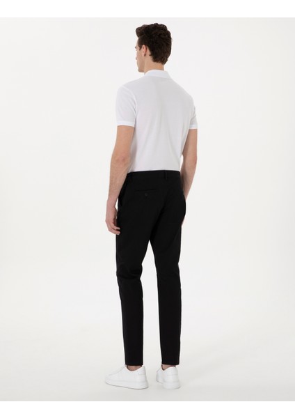 Erkek Siyah Slim Fit Beli Lastikli Kanvas Pantolon 50308111-VR046