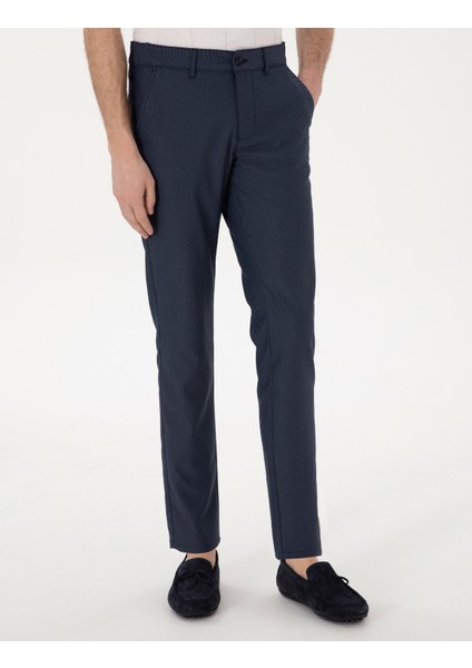 Erkek Lacivert Slim Fit Beli Lastikli Kanvas Pantolon 50308092-VR033