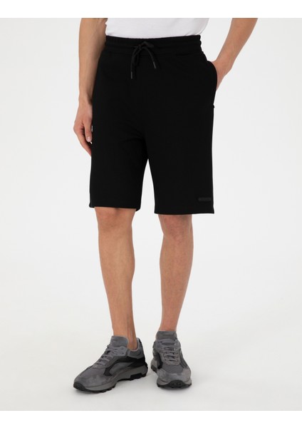 Erkek Siyah Comfort Fit Örme Şort 50306935-VR046