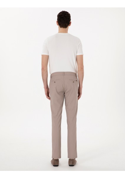 Erkek Koyu Bej Slim Fit Beli Lastikli Kanvas Pantolon 50308092-VR088