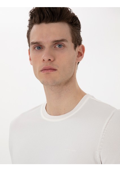 Erkek Ekru Slim Fit Bisiklet Yaka Triko Tişört 50306131-VR019 fiyatları