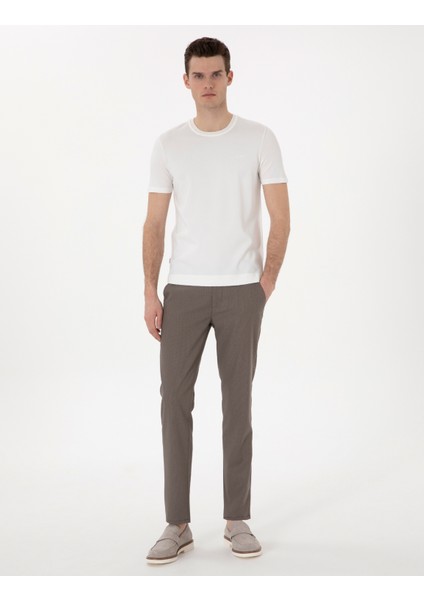 Erkek Ekru Slim Fit Bisiklet Yaka Triko Tişört 50306131-VR019 fırsatları