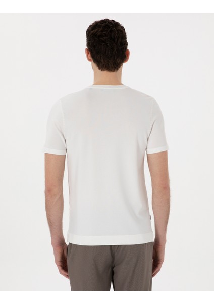 Erkek Ekru Slim Fit Bisiklet Yaka Triko Tişört 50306131-VR019 indirimleri