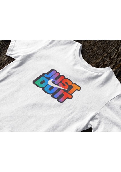 Raınbow Beyaz Bisiklet Yaka Yüksek Kalite Baskılı T-Shirt indirimleri