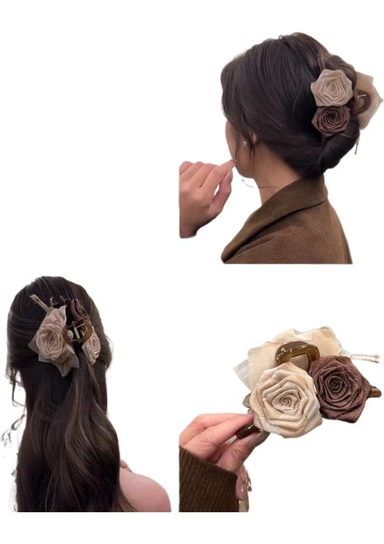 Kumaş Çiçek Klipsi Saç Tokası (Yurt Dışından)