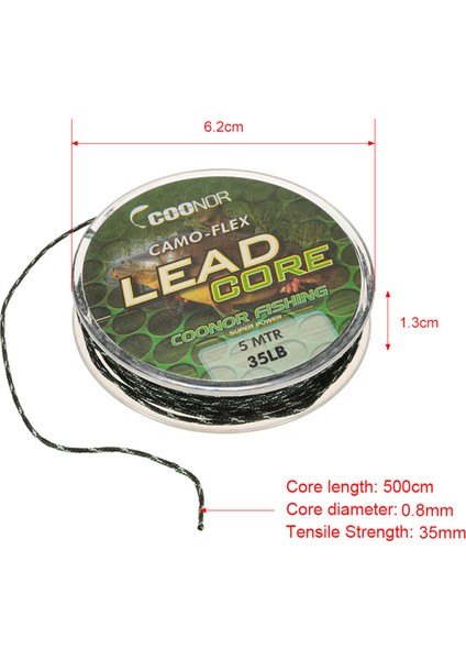 Leadcore Tarakalı Kamufle Balık Tutma Kurşun Çekirdekli Teli Balık Tutma Aleti (Yurt Dışından)