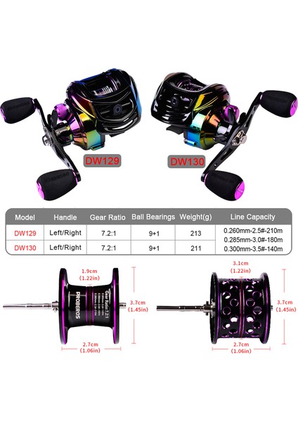 9+1 Bb Yatırımlı Balık Tutma Baitcast Menderesi 7.2:1 Yüksek Hız Sol/sağ El (Yurt Dışından) modelleri