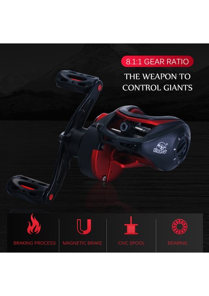 Yüksek Hızlı 8.1:1 Vites Oranı 19+1 Toplu Kaydırmalı Baitcast Balık Tutma Makarası (Yurt Dışından) fiyatları