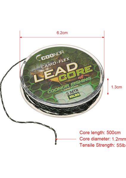 55LB 5m Leadcore Örgülü Hamsi Balık Tutma Teli Kamufle (Yurt Dışından)