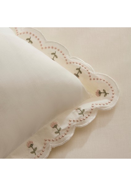 Helia Nakışlı %100 Pamuk Çift Kişilik Nevresim Takımı Beyaz fırsatları